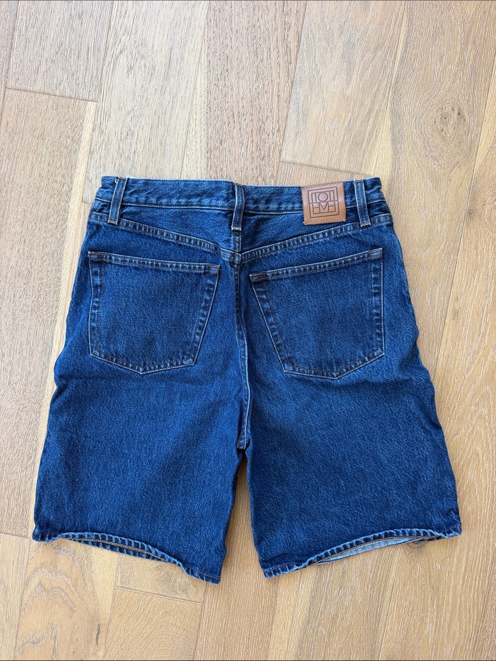 Toteme Dark Blue Denim High-Rise Jean Shorts